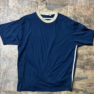 Haband Men's Blue Tee with Tan Trim